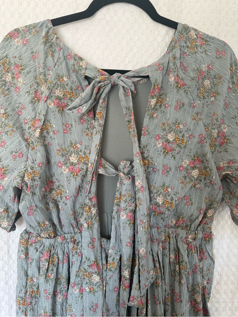 Baltic Born Dusty Blue Floral Open Back Maxi Dress M - Picture 4 of 7